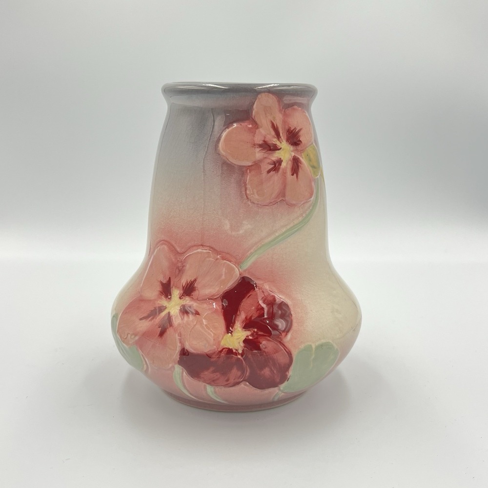 Weller Etna Art Pottery Pansy Vase c.1906 Blush‎ Pink Raised Relief Antique